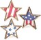 Set of 3 - 4th of July Decorations Wooden Stars Red White Blue